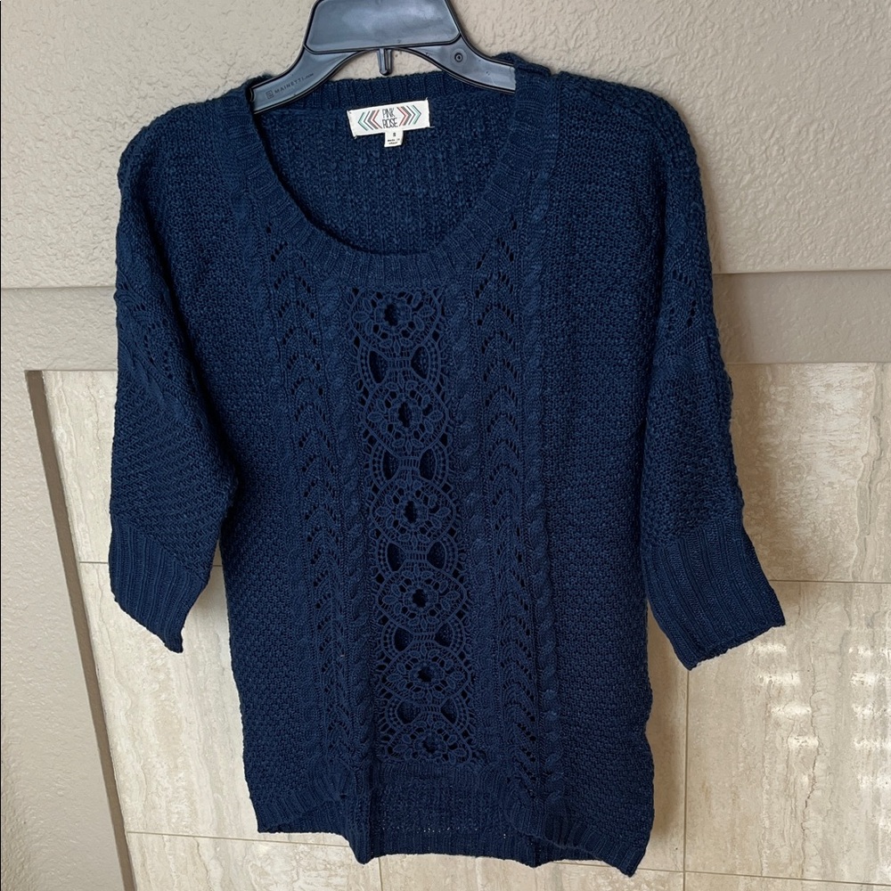 Elegant Navy Knit Sweater